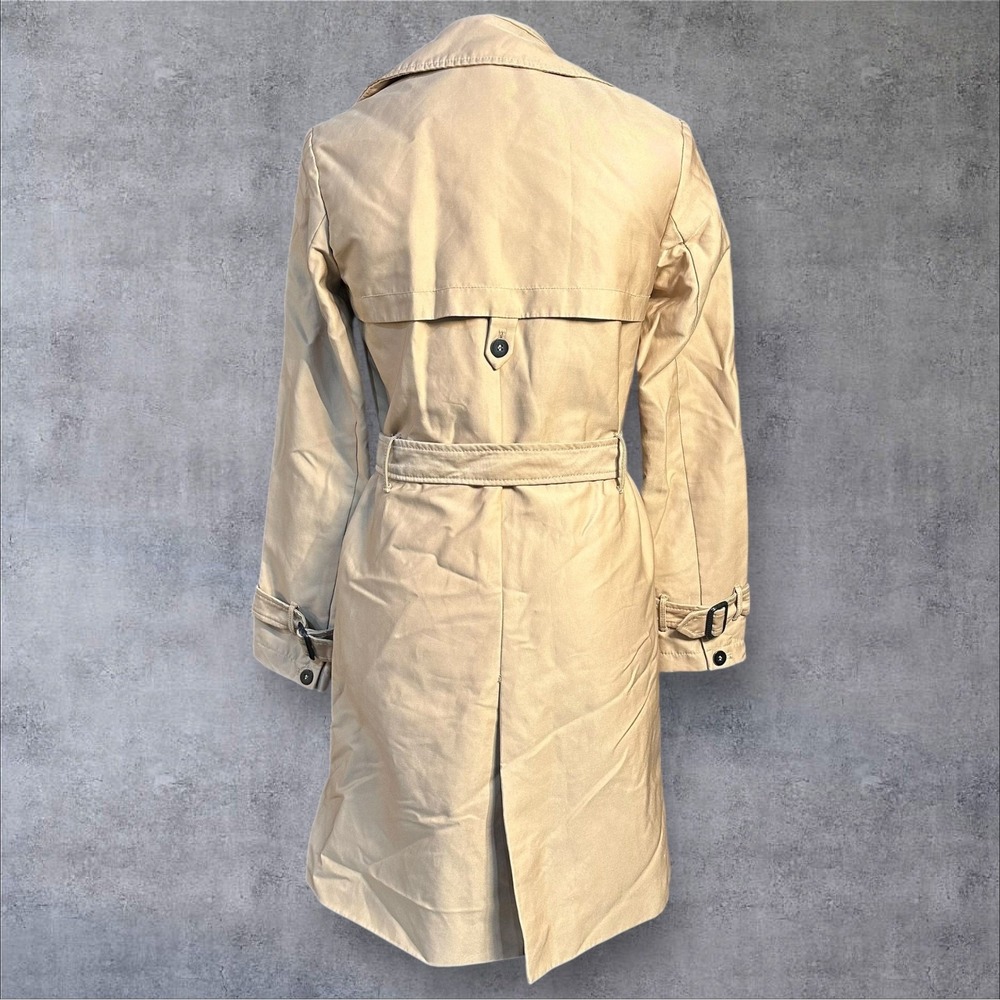 Zara Basic Outerwear Beige Double Breasted Trench Coat Belted XS - Picture 4 of 16